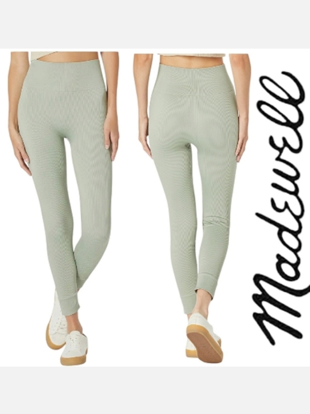 Madewell Ribbed Leggings High-Rise 7/8 Moss Green XXS-XS NWT